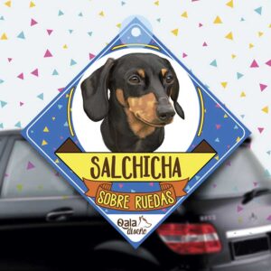 Colgante de auto de perro raza Salchicha Negro