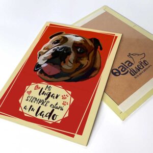 Letrero decorativo 30x22.50 cms con la ilustracion original de Perro raza Bulldog Inglés