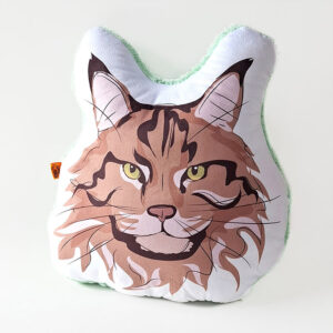 Almohada decorativa con la ilustracion original de gato melena