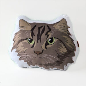 Almohada decorativa con la ilustracion original de gato peludo